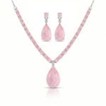 Pink AD Diamond Necklace with Earrings