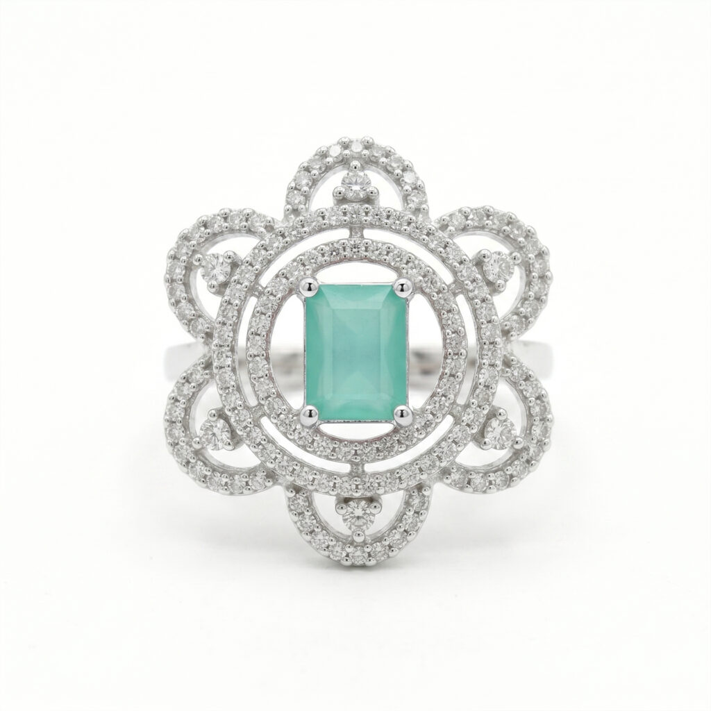 Light Green AD Stone Ring with Nano Stone