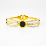 Anti Tarnish Multi-Layer Crystal Bracelet with Black Stone Center