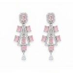 American Diamond Pink Stone Drop Earrings for Women